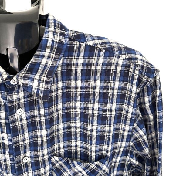 Rag & Bone New York White Blue Plaid Flannel Shirt Men's Size XL Classic Fit - Picture 5 of 10